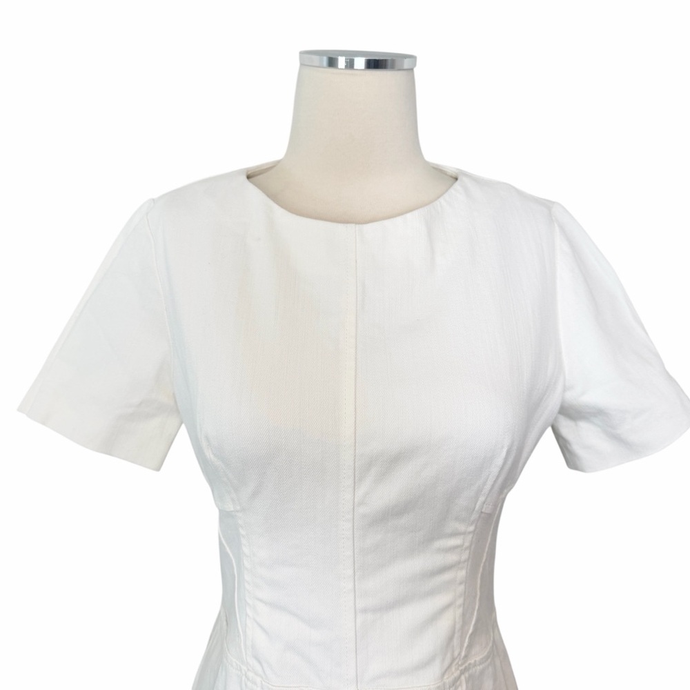 Derek Lam White Stretch Denim Midi Dress Sz 8 - Picture 4 of 12